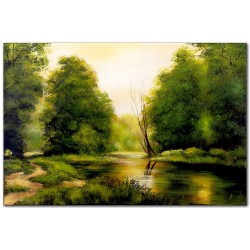  Obraz olejny ręcznie malowany 80x120cm Krajobraz lasu