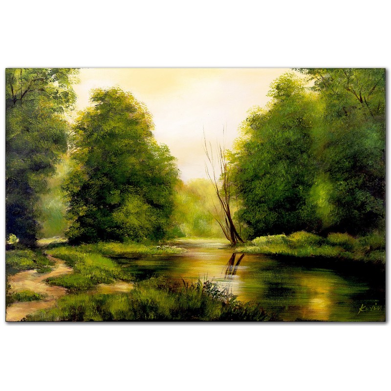  Obraz olejny ręcznie malowany 80x120cm Krajobraz lasu