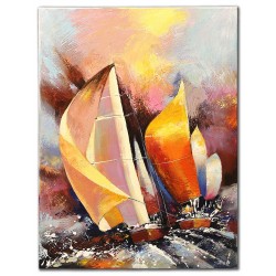  Obraz olejny ręcznie malowany 110x150cm Jacht na wzburzonym morzu