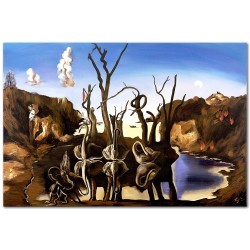  Obraz olejny ręcznie malowany Salvador Dali Łabędzie odbijające się w wodzie jako słonie kopia 60x90cm