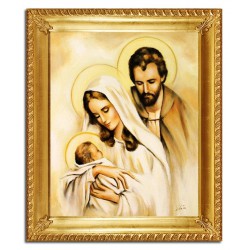  Obraz Świętej Rodziny na ślub 54x64 cm malowany na płótnie olejny w złotej ramie