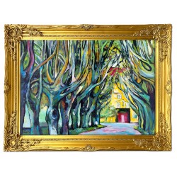  Obraz olejny ręcznie malowany Vincent van Gogh Aleja Poplar jesienią kopia 63x84cm