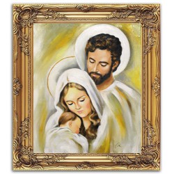  Obraz Świętej Rodziny na ślub 54x64 cm malowany na płótnie olejny w złotej ramie