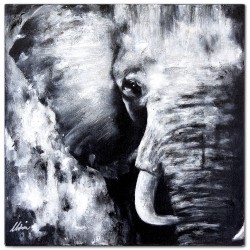  Obraz olejny ręcznie malowany 90x90cm Szary słoń