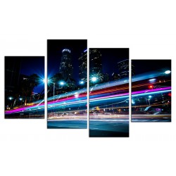  Obrazy na płótnie panorama miasta nocą zestaw 4 szt.