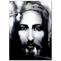  Obraz olejny ręcznie malowany z Jezusem Chrystusem z Całunu Turyńskiego obraz czarno-biały 50x70 cm