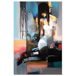  Obraz olejny ręcznie malowany 90x120cm Kobieta w białej sukience