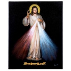  Obraz olejny ręcznie malowany z Jezusem Chrystusem Jezu Ufam Tobie 30x40 cm