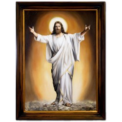  Obraz olejny ręcznie malowany z Jezusem Chrystusem Królem Wszechświata obraz w ramie 64x84 cm