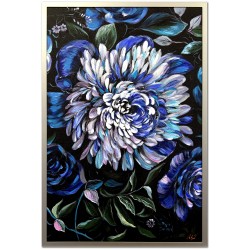  Obraz olejny ręcznie malowany Niebieski Kwiat 60x90cm