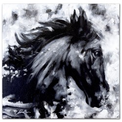  Obraz olejny ręcznie malowany 90x90cm Plamisty koń