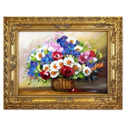  Obraz olejny ręcznie malowany Kwiaty 70x90cm
