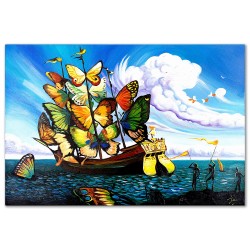  Obraz olejny ręcznie malowany Salvador Dali Statek ze skrzydłami motyla kopia 60x90cm