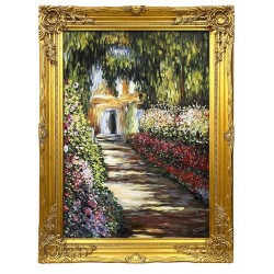  Obraz olejny ręcznie malowany Claude Monet Ogród w Giverny kopia 64x84cm