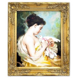  Obraz ręcznie malowany 53x64cm Charles Joshua Chaplin Piękność z gołębiami