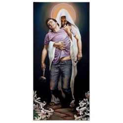  Obraz olejny ręcznie malowany religijny 50x105cm