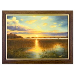  Obraz olejny ręcznie malowany 62x82cm Monsted Zachód Słońca Nad Duńskim Fiordem kopia