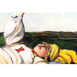  Obraz olejny ręcznie malowany na płótnie 47x37cm Józef Chełmoński Babie Lato kopia