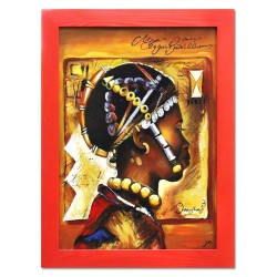  Obraz olejny ręcznie malowany 63x84cm Plemienne ozdoby czerwony