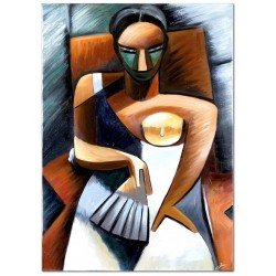  Obraz olejny ręcznie malowany na płótnie 50x70cm Pablo Picasso Kobieta z wachlarzem kopia