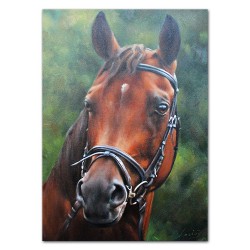  Obraz olejny ręcznie malowany 50x70cm Kasztanowy koń