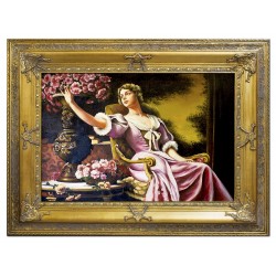  Obraz olejny ręcznie malowany 90x120cm Dama w liliowej sukni Władysław Czachórski