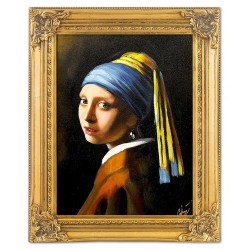  Obraz olejny ręcznie malowany na płótnie 37x47cm Jan Vermeer Dziewczyna z perłą kopia