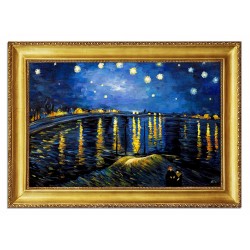  Obraz olejny ręcznie malowany Vincent van Gogh Gwiaździsta noc nad Rodanem kopia 75x105cm
