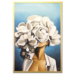  Obraz olejny ręcznie malowany 63x93cm Kobieta w kwiatach na głowie