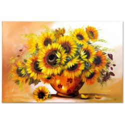  Obraz olejny ręcznie malowany 60x90cm Świeży bukiet słoneczników