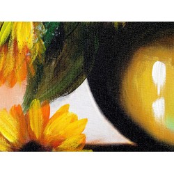  Obraz olejny ręcznie malowany 60x90cm Świeży bukiet słoneczników