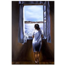  Obraz olejny ręcznie malowany Salvador Dali Dziewczyna w oknie kopia 90x120cm