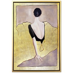  Obraz olejny ręcznie malowany z elementami płatków Złota Baletnica 65x95cm