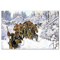  Obraz malowany 60x90cm Julian Fałat Powrót z polowania na niedźwiedzia