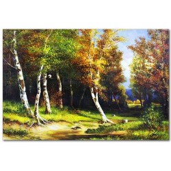  Obraz olejny ręcznie malowany 80x120cm Brzozowy las