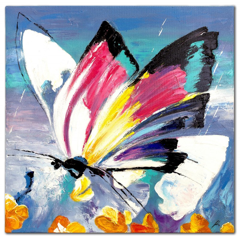  Obraz olejny ręcznie malowany 120x120cm Motyl