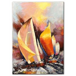 Obraz olejny ręcznie malowany 110x150cm Jacht na wzburzonym morzu