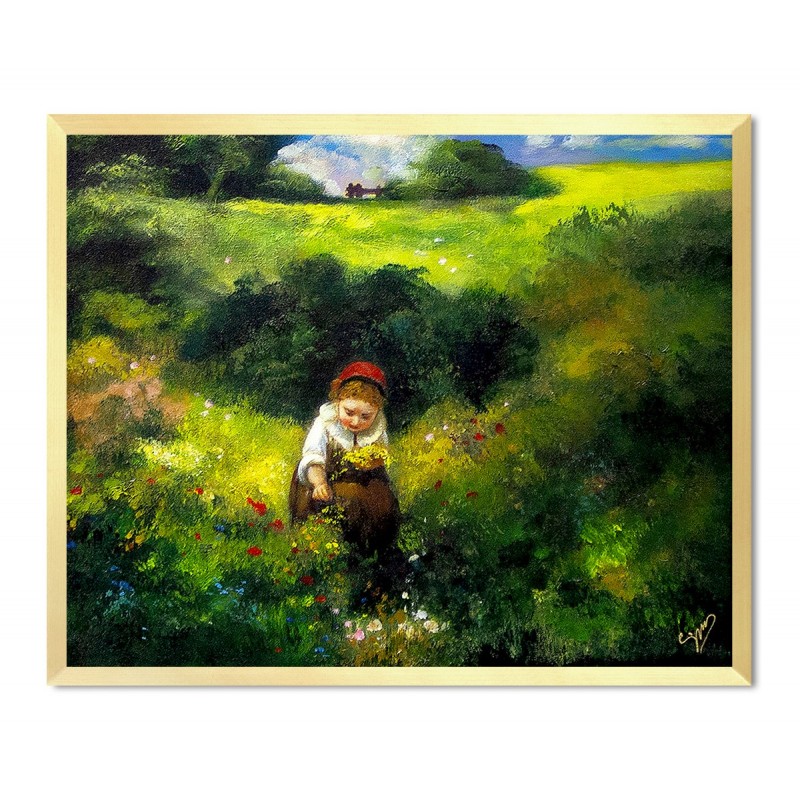  Obraz ręcznie malowany Ludwig Knaus Dziewczyna na polu 43x53cm