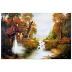  Obraz ręcznie malowany Leśny potok 120x180cm