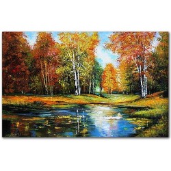  Obraz ręcznie malowany Leśny potok 80x120cm