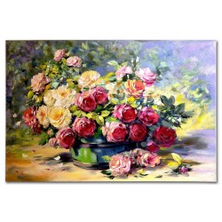  Obraz ręcznie malowany Kwiaty w wazonie 60x90cm