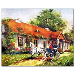  Obraz ręcznie malowany Dworek Polski 40x50cm