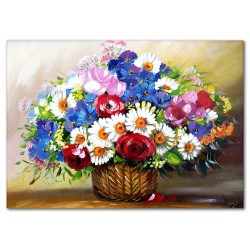  Obraz olejny ręcznie malowany Kwiaty w wazonie 110x150cm