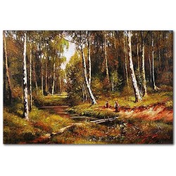  Obraz olejny ręcznie malowany Leśny strumyk 60x90cm