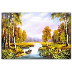  Obraz olejny ręcznie malowany Leśny strumyk 60x90cm