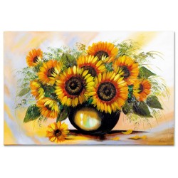  Obraz malowany Słoneczniki w wazonie 80x120cm