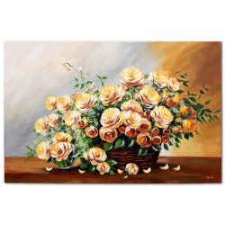  Obraz malowany Róże w wazonie 80x120cm
