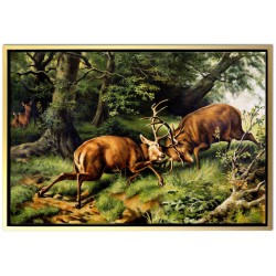  Obraz malowany Franz Xaver von Pausinger Walczące Jelenie 65x95cm