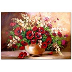  Obraz malowany Kwiaty w donicy 120x180cm