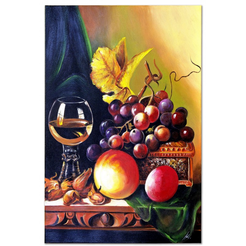  Obraz malowany Stół z owocami 80x120cm